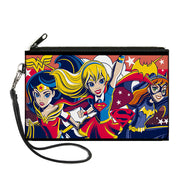 Canvas Zipper Wallet - LARGE - DC Super Hero Girls Trio Group Pose Logo Reds Blues Canvas Zipper Wallets DC Comics   