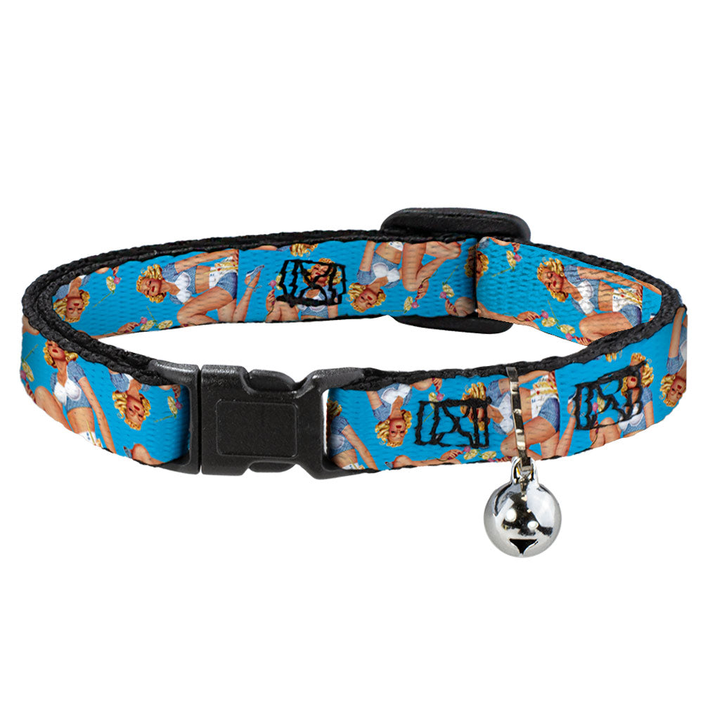 Cat Collar Breakaway - Blonde Pin Up Girl Bright Blue Breakaway Cat Collars Buckle-Down   