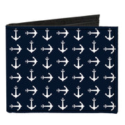 Canvas Bi-Fold Wallet - Anchors Navy White Canvas Bi-Fold Wallets Buckle-Down   