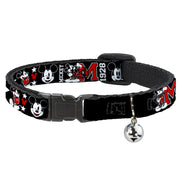 Cat Collar Breakaway - Classic Mickey Mouse 1928 Collage Black White Red Breakaway Cat Collars Disney   