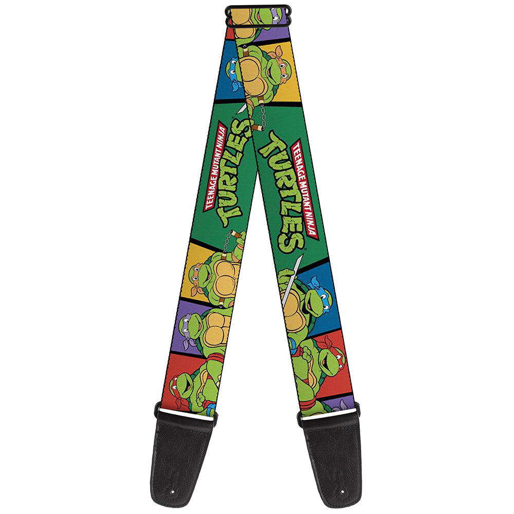 Guitar Strap - Classic TMNT Group Pose3 TMNT Logo Green Multi Color Guitar Straps Teenage Mutant Ninja Turtles