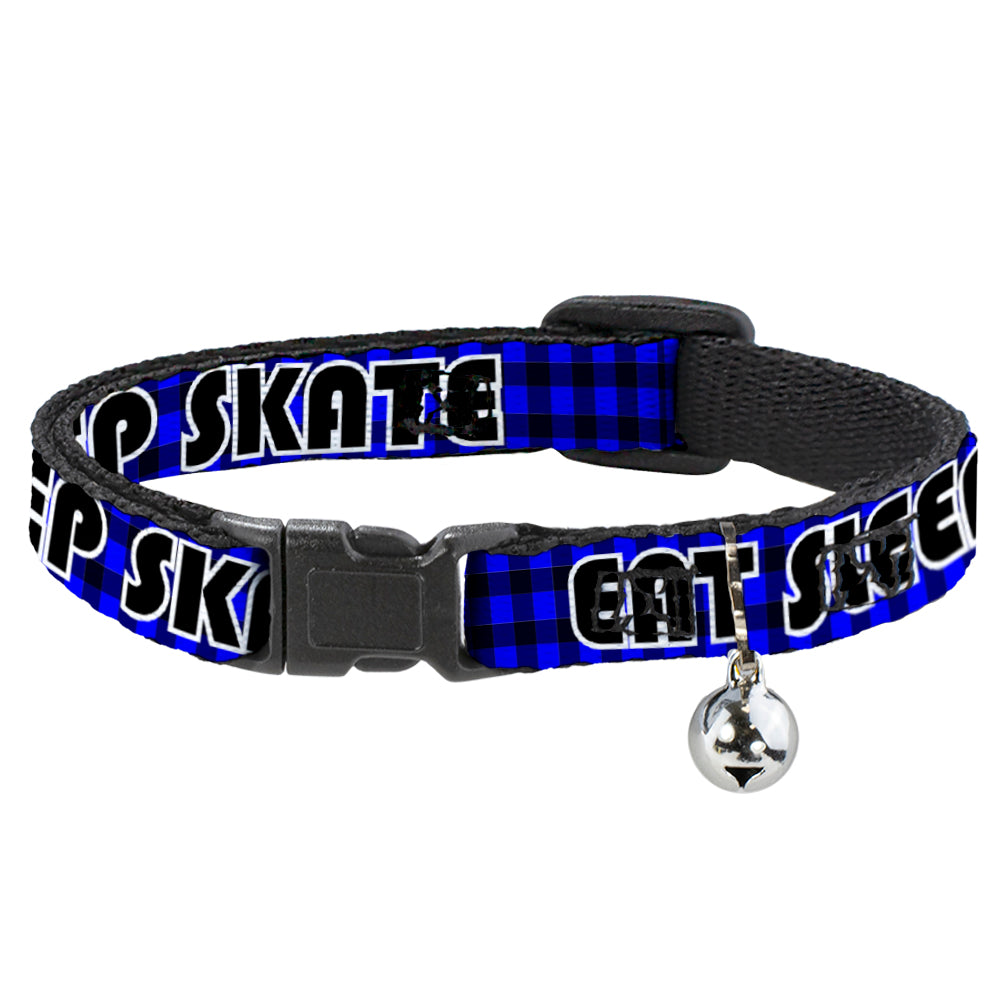 Cat Collar Breakaway - EAT SLEEP SKATE Buffalo Plaid Blue Breakaway Cat Collars Buckle-Down   