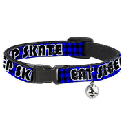 Cat Collar Breakaway - EAT SLEEP SKATE Buffalo Plaid Blue Breakaway Cat Collars Buckle-Down   