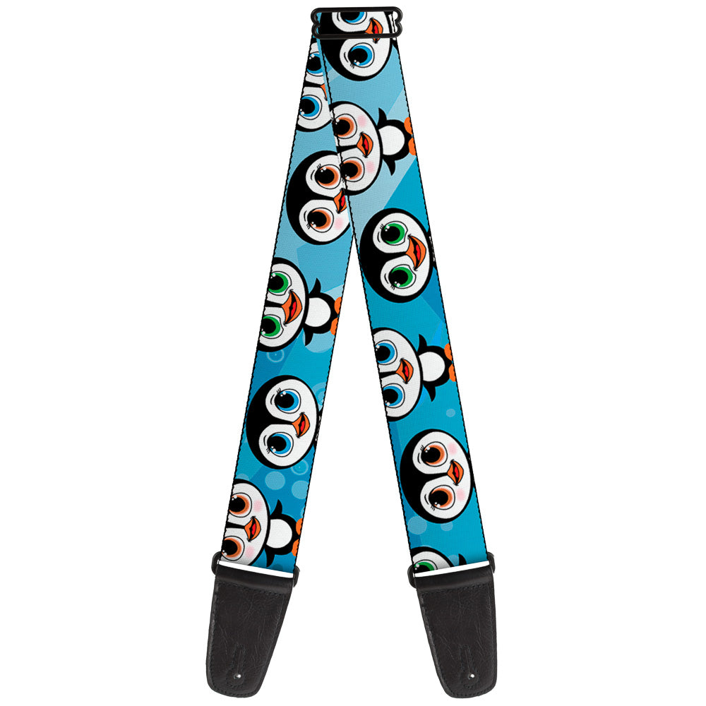 Guitar Strap - Cute Penguins Blue Bubbles Guitar Straps Buckle-Down   