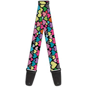 Guitar Strap - Hearts Black Multi Color Guitar Straps Buckle-Down   