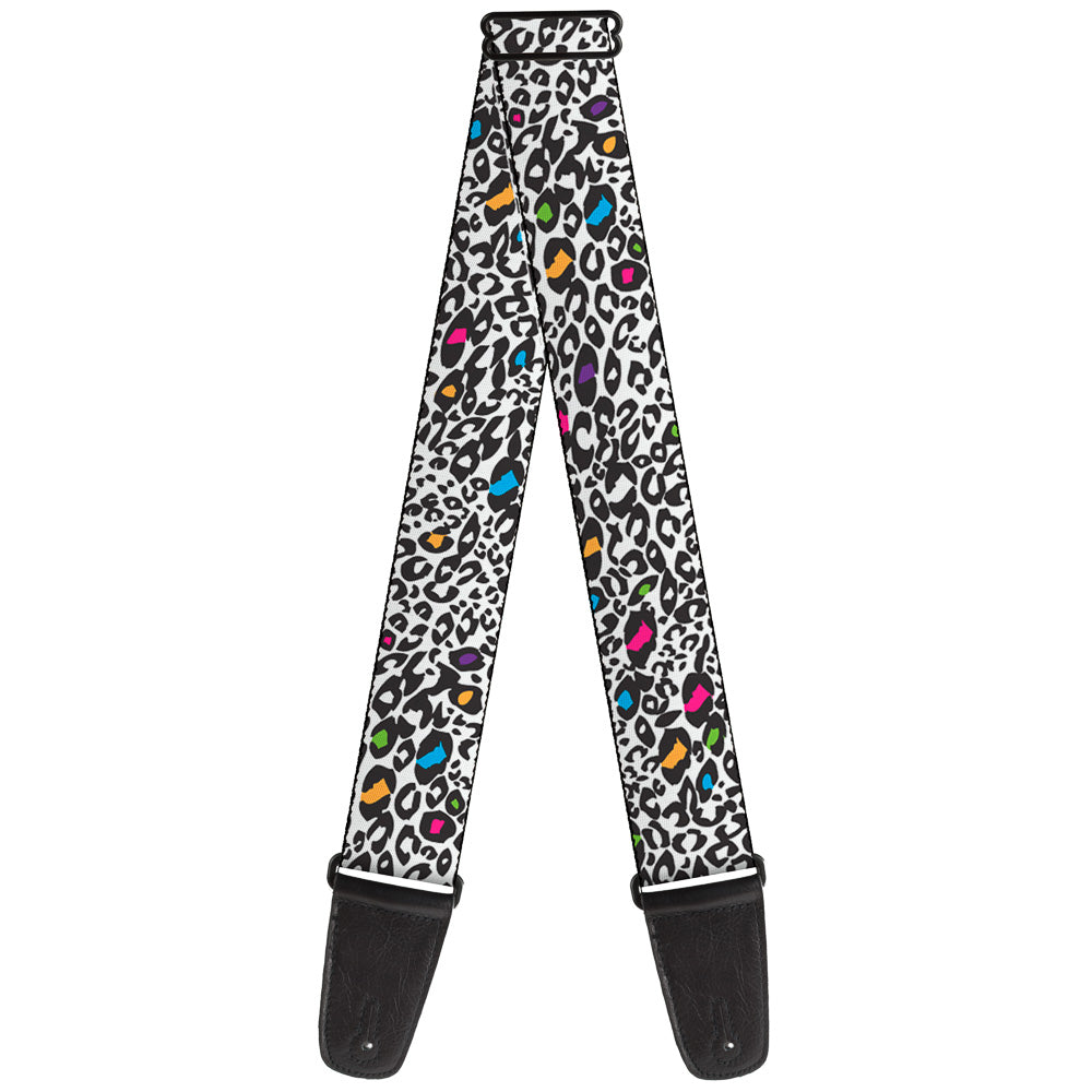 Guitar Strap - Leopard White Black Multi Color Guitar Straps Buckle-Down   