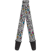 Guitar Strap - Leopard White Black Multi Color Guitar Straps Buckle-Down   