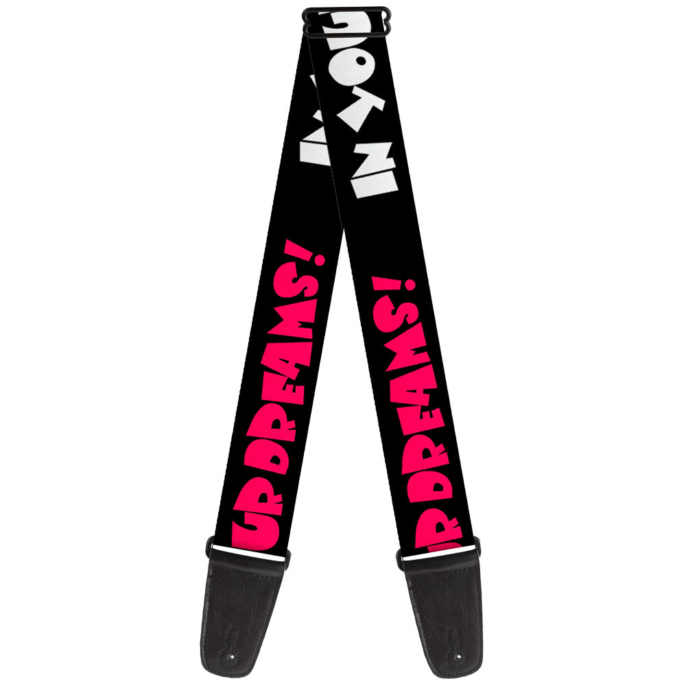 Guitar Strap - IN YOUR DREAMS! Black White Pink Guitar Straps Buckle-Down   