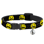 Cat Collar Breakaway - Mustache Happy Face2 Black Yellow Black Breakaway Cat Collars Buckle-Down   