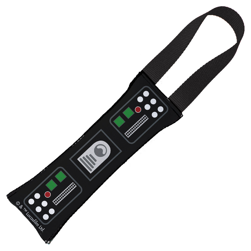 Dog Toy Squeaky Tug Toy - Star Wars Darth Vader Face CLOSE-UP + Utility Belt Elements - BLACK Handle Webbing Dog Toy Squeaky Tug Toy Star Wars   