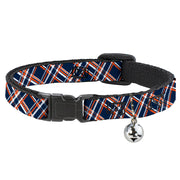 Cat Collar Breakaway - Plaid X3 Navy Orange White Breakaway Cat Collars Buckle-Down   