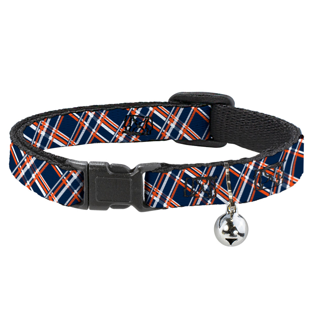 Cat Collar Breakaway - Plaid X3 Navy Orange White Breakaway Cat Collars Buckle-Down   