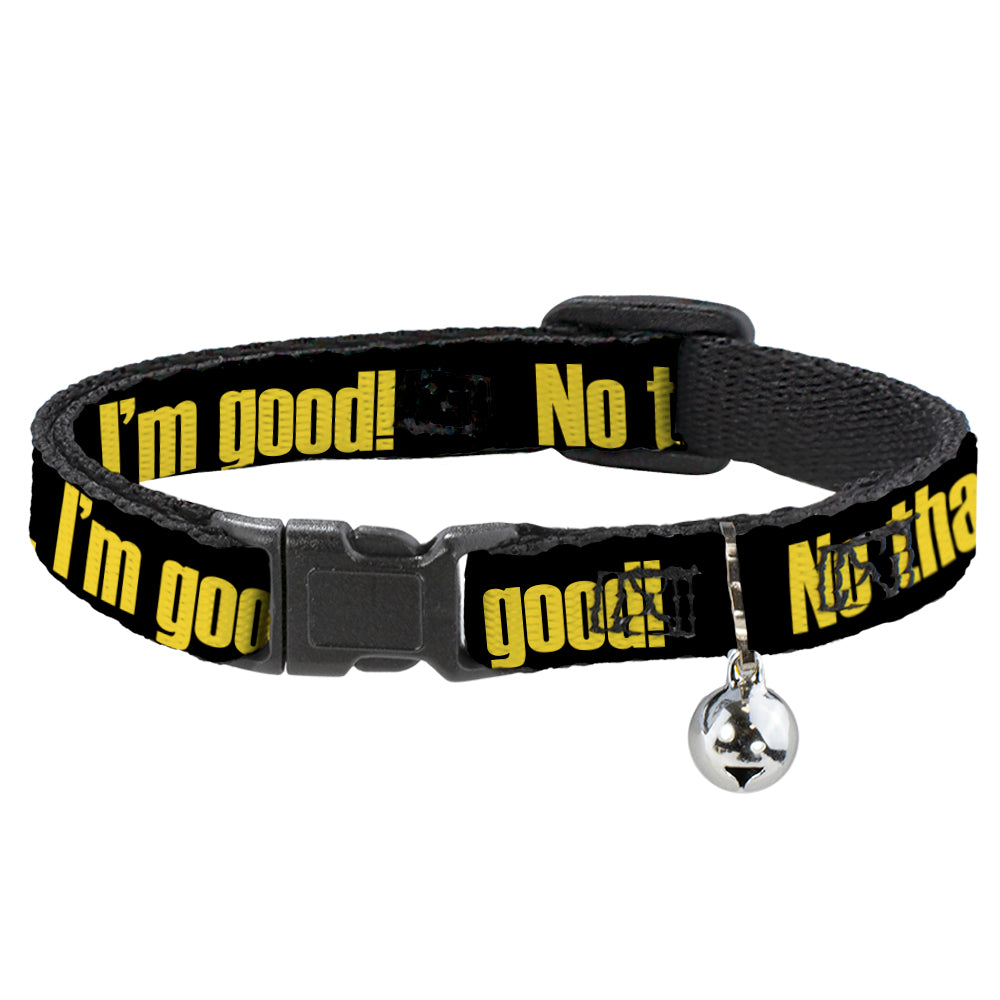 Cat Collar Breakaway - NO THANKS, I'M GOOD! Black Gold Breakaway Cat Collars Buckle-Down   