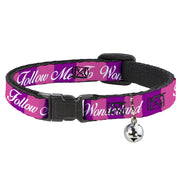 Cat Collar Breakaway - Cheshire Cat Stripe FOLLOW ME TO WONDERLAND Pink Purple White Breakaway Cat Collars Disney   