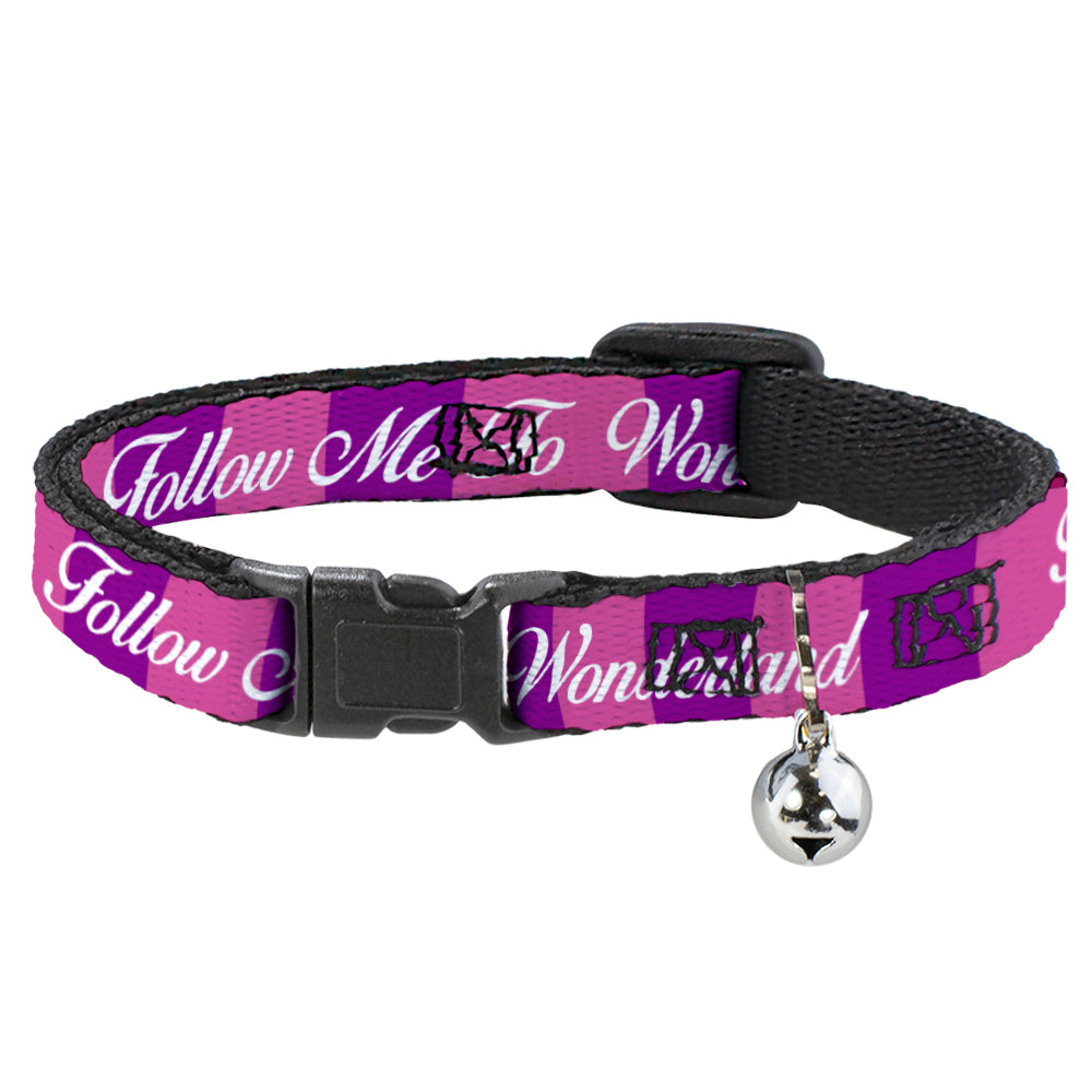 Cat Collar Breakaway - Cheshire Cat Stripe FOLLOW ME TO WONDERLAND Pink Purple White Breakaway Cat Collars Disney   