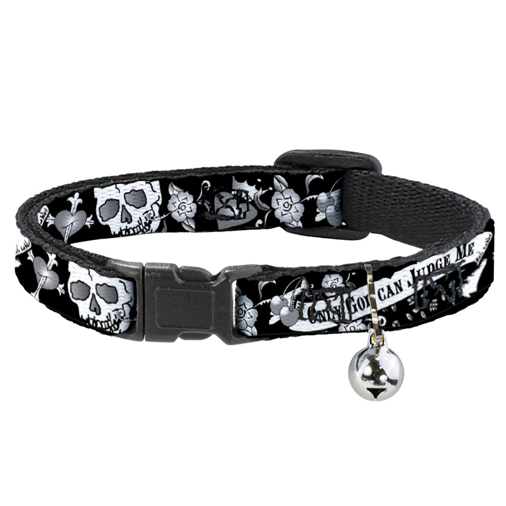 Cat Collar Breakaway - Only God Can Judge Me Black White Breakaway Cat Collars Buckle-Down   
