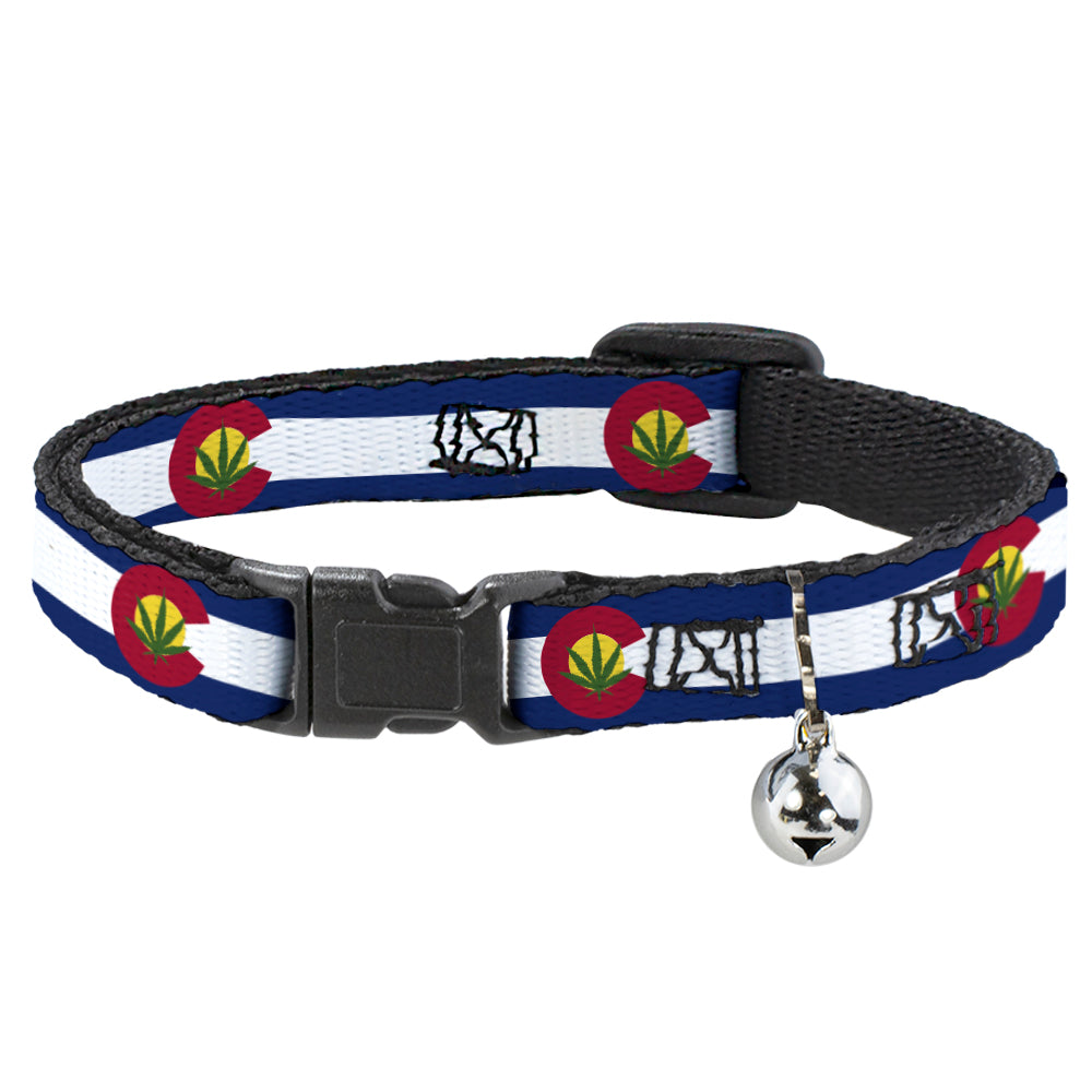 Cat Collar Breakaway - Colorado Flag Marijuana Leaf Breakaway Cat Collars Buckle-Down   
