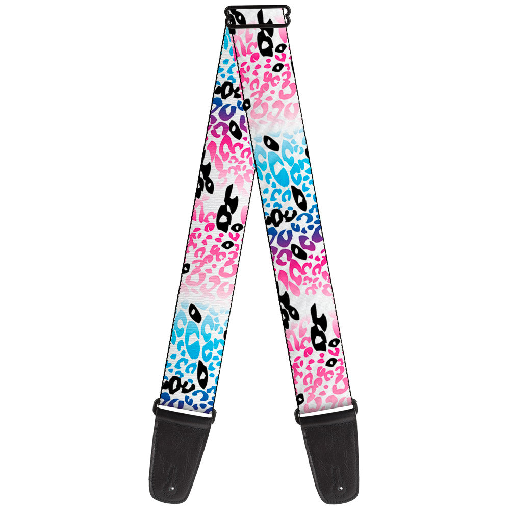 Guitar Strap - Leopard White Pinks Blues Black Guitar Straps Buckle-Down   