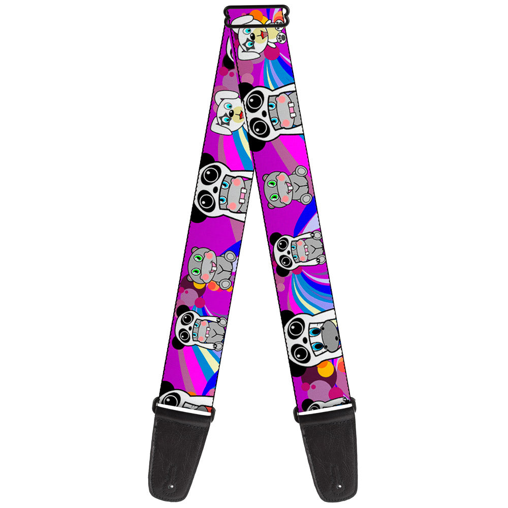 Guitar Strap - Panda Hat Animals w Bright Color Burst Guitar Straps Buckle-Down   
