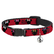 Cat Collar Breakaway - Minnie Mouse Silhouette Red Black Polka Dot Breakaway Cat Collars Disney   