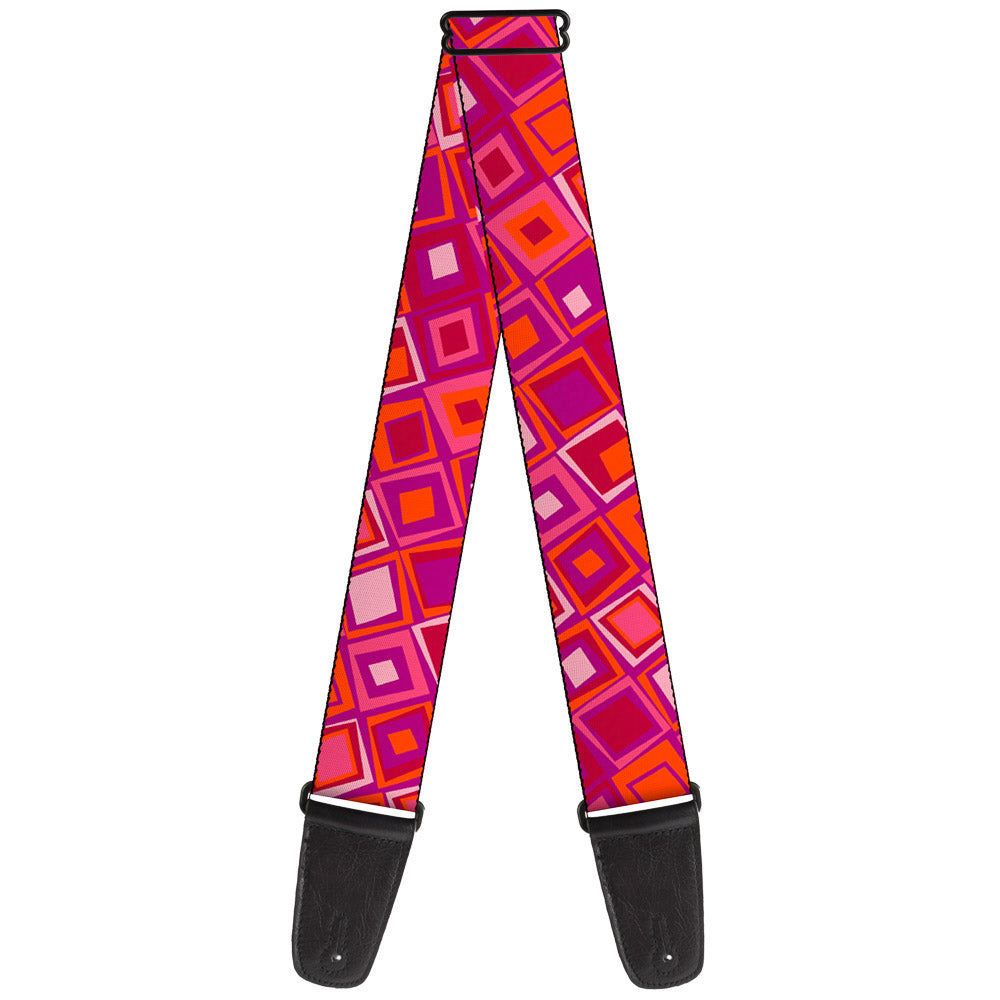 Guitar Strap - Skewed Squares Stacked Purple Orange Pinks Guitar Straps Buckle-Down   