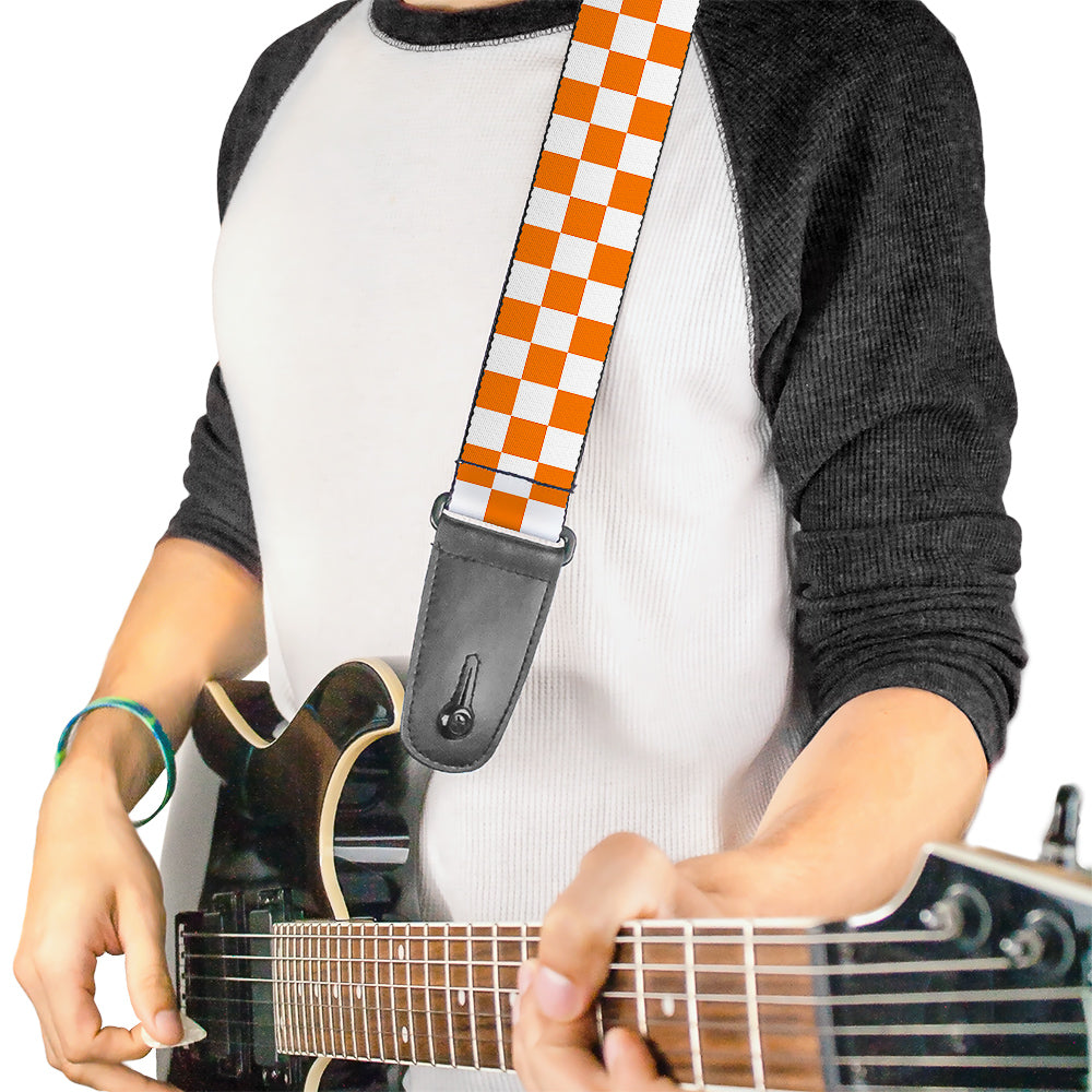 Guitar Strap - Checker White TN Orange Guitar Straps Buckle-Down   