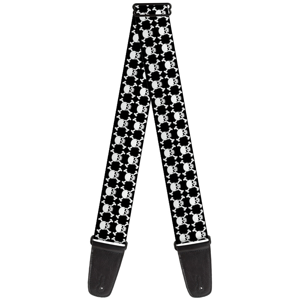 Guitar Strap - Top Skulls Black White Guitar Straps Buckle-Down   