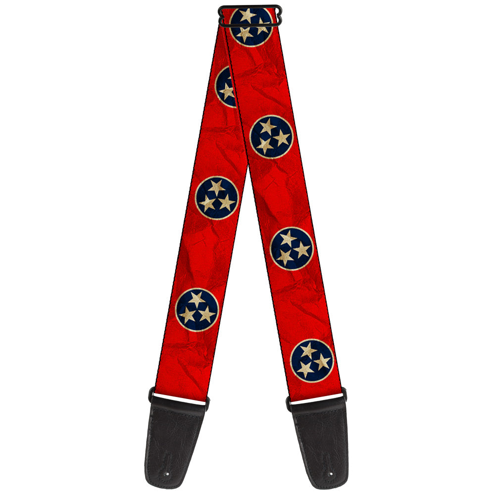 Guitar Strap - Tennessee Flag Stars CLOSE-UP Distressed Guitar Straps Buckle-Down   