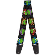 Guitar Strap - Classic TMNT Expessions Battle Gear Gray Multi Color Guitar Straps Teenage Mutant Ninja Turtles