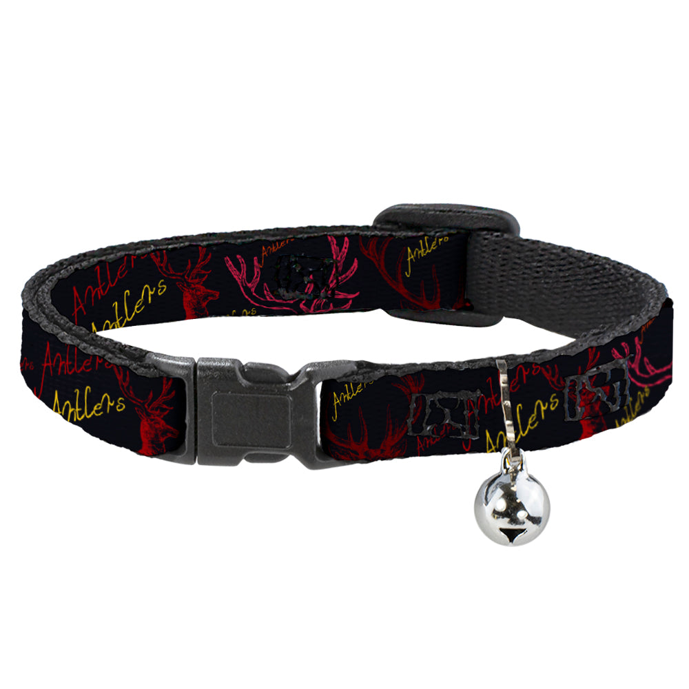 Cat Collar Breakaway - Antlers Black Burgundy Gold Breakaway Cat Collars Buckle-Down   