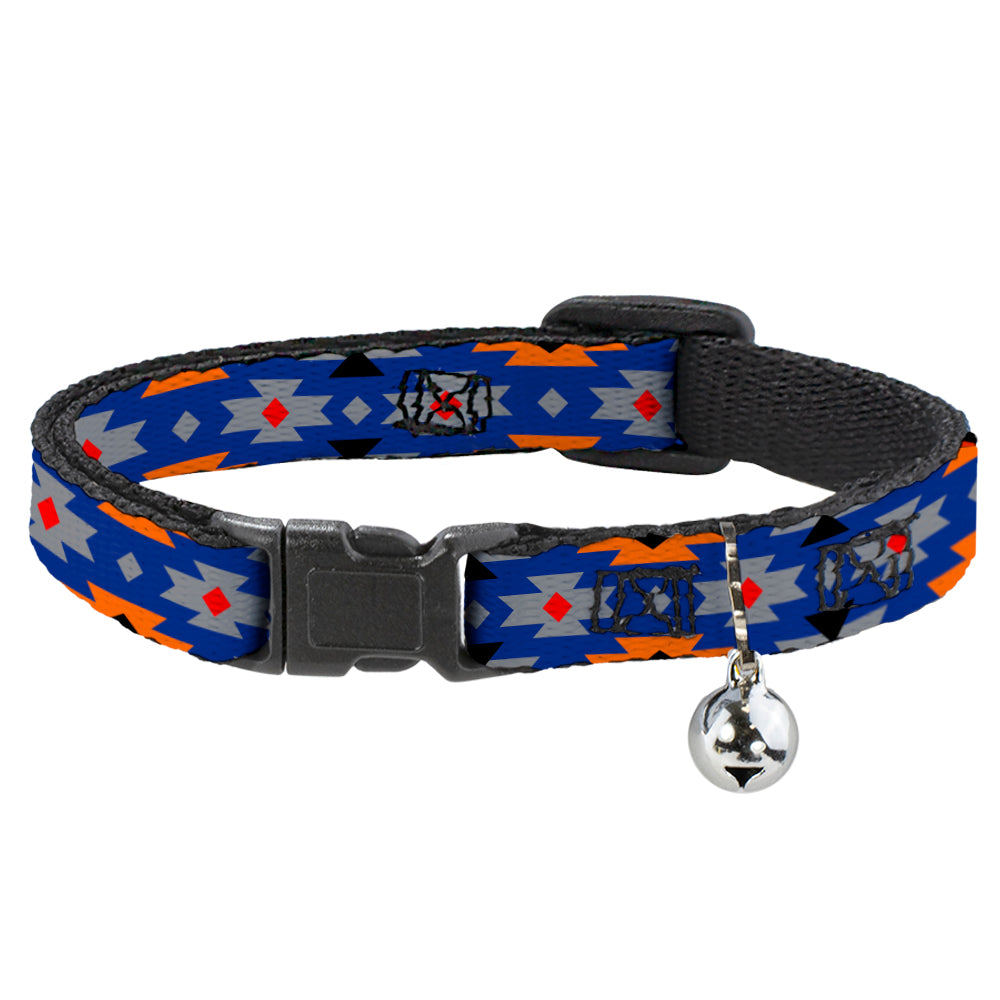 Cat Collar Breakaway - Navajo Gray Blue Orange Black Breakaway Cat Collars Buckle-Down   