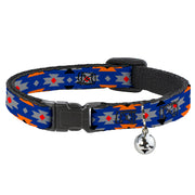 Cat Collar Breakaway - Navajo Gray Blue Orange Black Breakaway Cat Collars Buckle-Down   