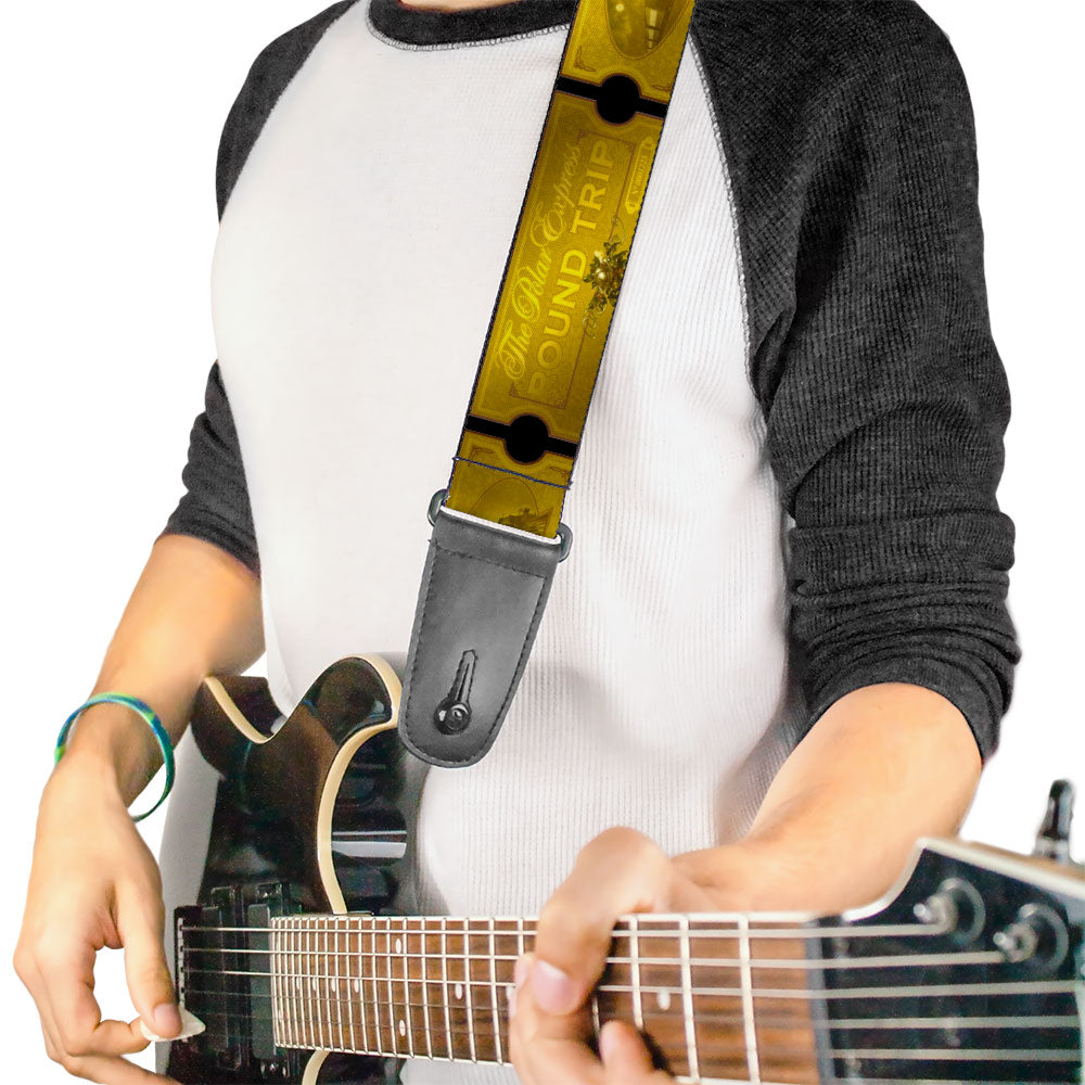 Guitar Strap - THE POLAR EXPRESS ROUND TRIP Ticket Black Golds Guitar Straps The Polar Express