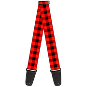 Guitar Strap - Buffalo Plaid Black Red Guitar Straps Buckle-Down   