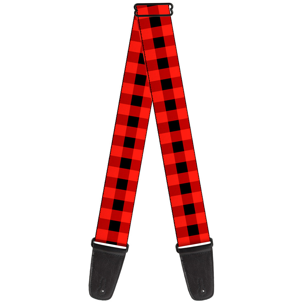 Guitar Strap - Buffalo Plaid Black Red Guitar Straps Buckle-Down   