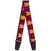 Guitar Strap - Owls Striped w Swirls Purple Guitar Straps Buckle-Down   