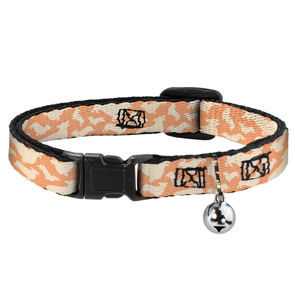 Cat Collar Breakaway - Corgi Silhouette Poses Golden Tan Breakaway Cat Collars Buckle-Down   