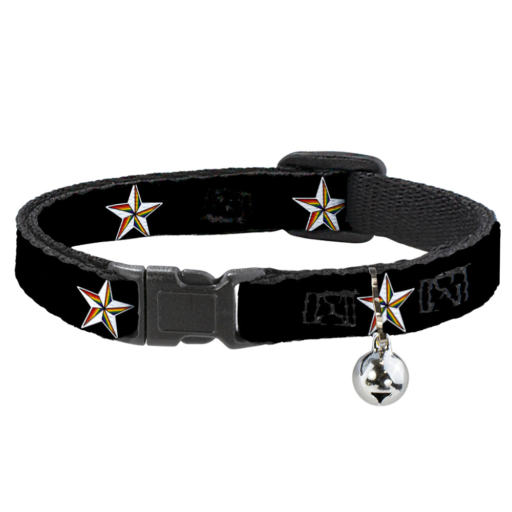 Cat Collar Breakaway - Nautical Star Black White Rainbow Breakaway Cat Collars Buckle-Down   
