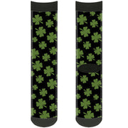 Sock Pair - Polyester - St. Pat's Clovers Scattered Black Green - CREW Socks Buckle-Down   