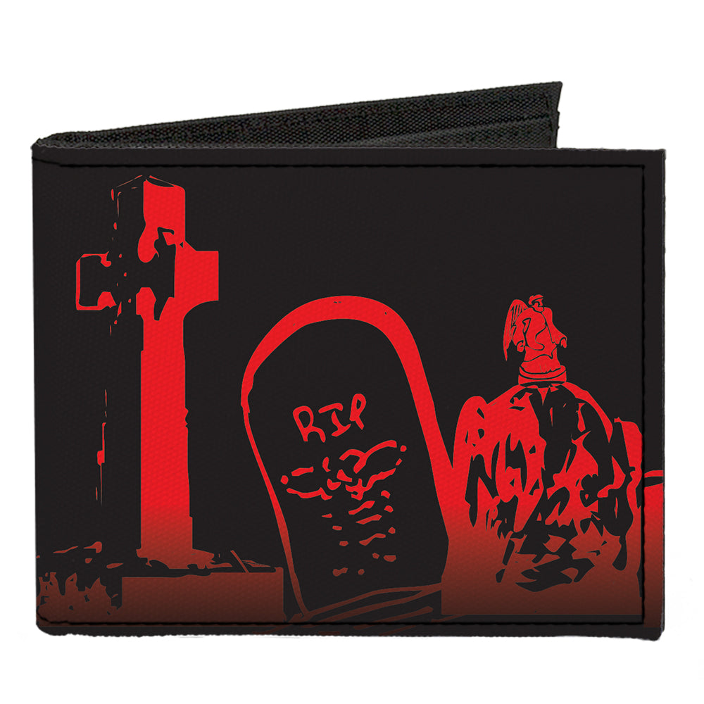 Canvas Bi-Fold Wallet - Graveyard Black Red Canvas Bi-Fold Wallets Buckle-Down   