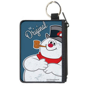 Canvas Zipper Wallet - MINI X-SMALL - Frosty the Snowman THE ORIGINAL Smiling Pose Blue Canvas Zipper Wallets Frosty the Snowman