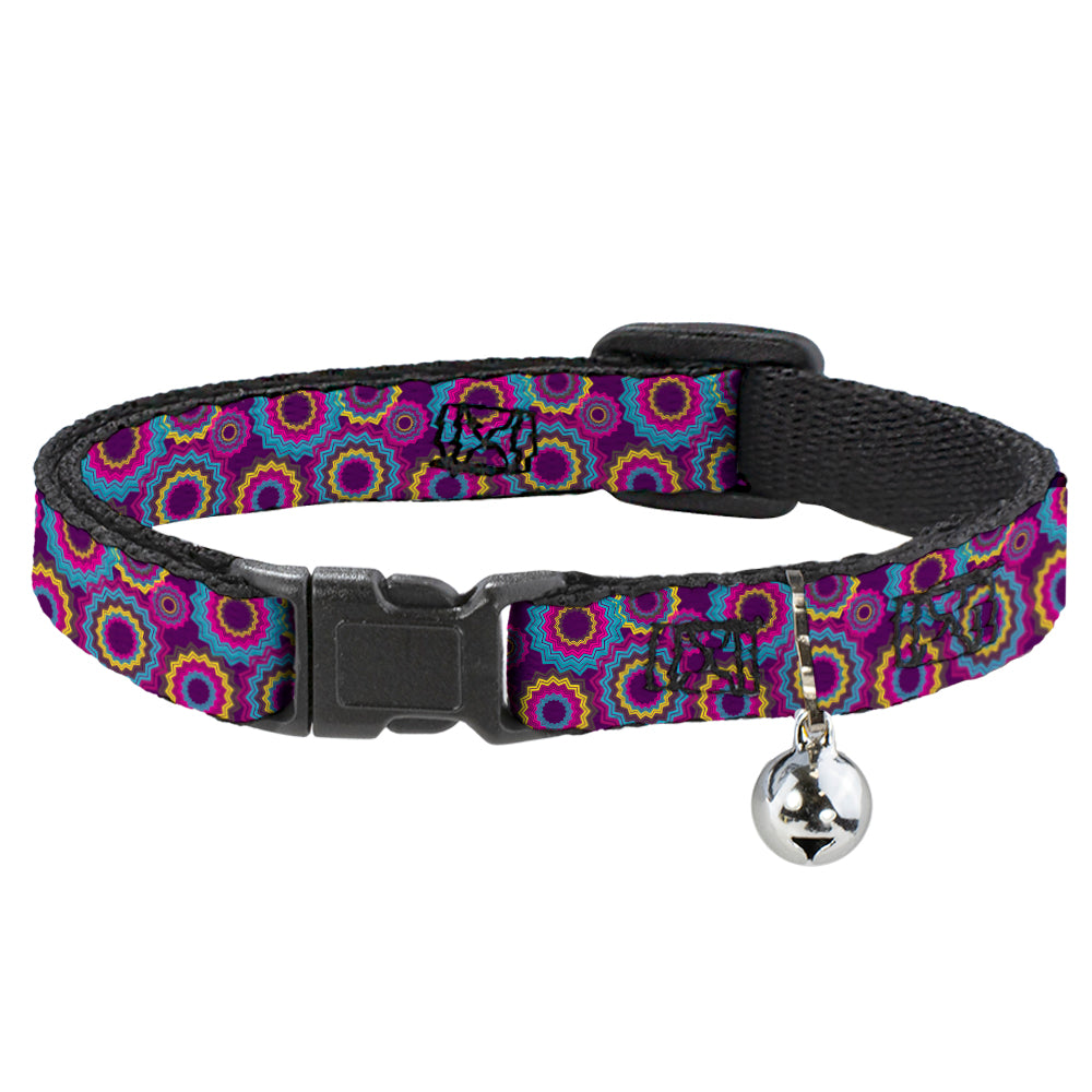 Cat Collar Breakaway - Jagged Rings Purples Blues Yellow Breakaway Cat Collars Buckle-Down   