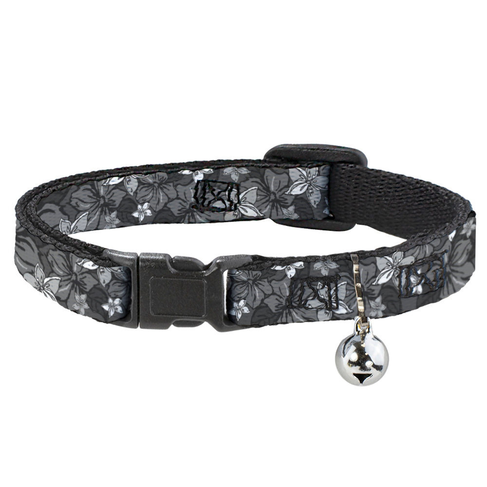 Cat Collar Breakaway - Hibiscus Collage Gray Shades Breakaway Cat Collars Buckle-Down   