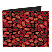 Canvas Bi-Fold Wallet - Leaves Swirl Navy Burgundy Canvas Bi-Fold Wallets Buckle-Down   