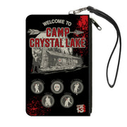 Canvas Zipper Wallet - SMALL - Friday the 13th WELCOME TO CAMP CRYSTAL LAKE Jason Cabin Badges Black Grays Reds Canvas Zipper Wallets Friday the 13th Default Title