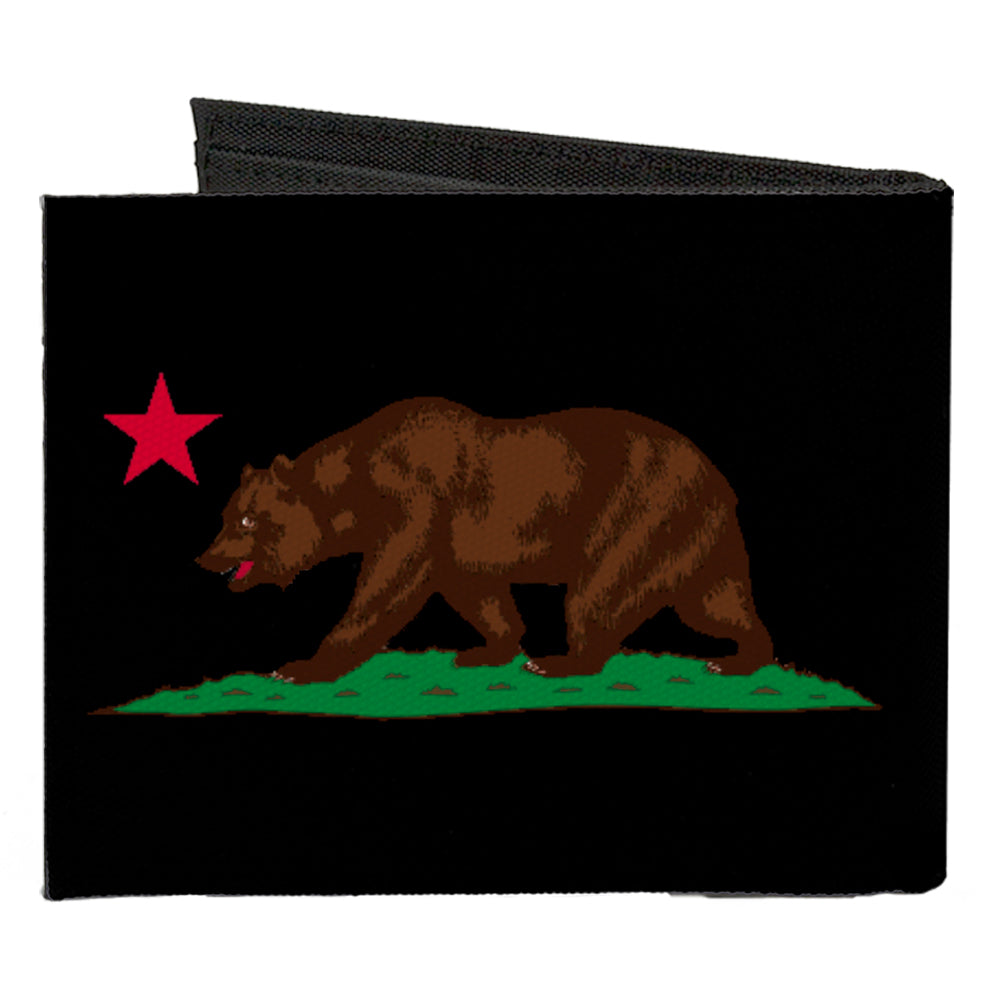 Canvas Bi-Fold Wallet - California Flag Bear Black Canvas Bi-Fold Wallets Buckle-Down   