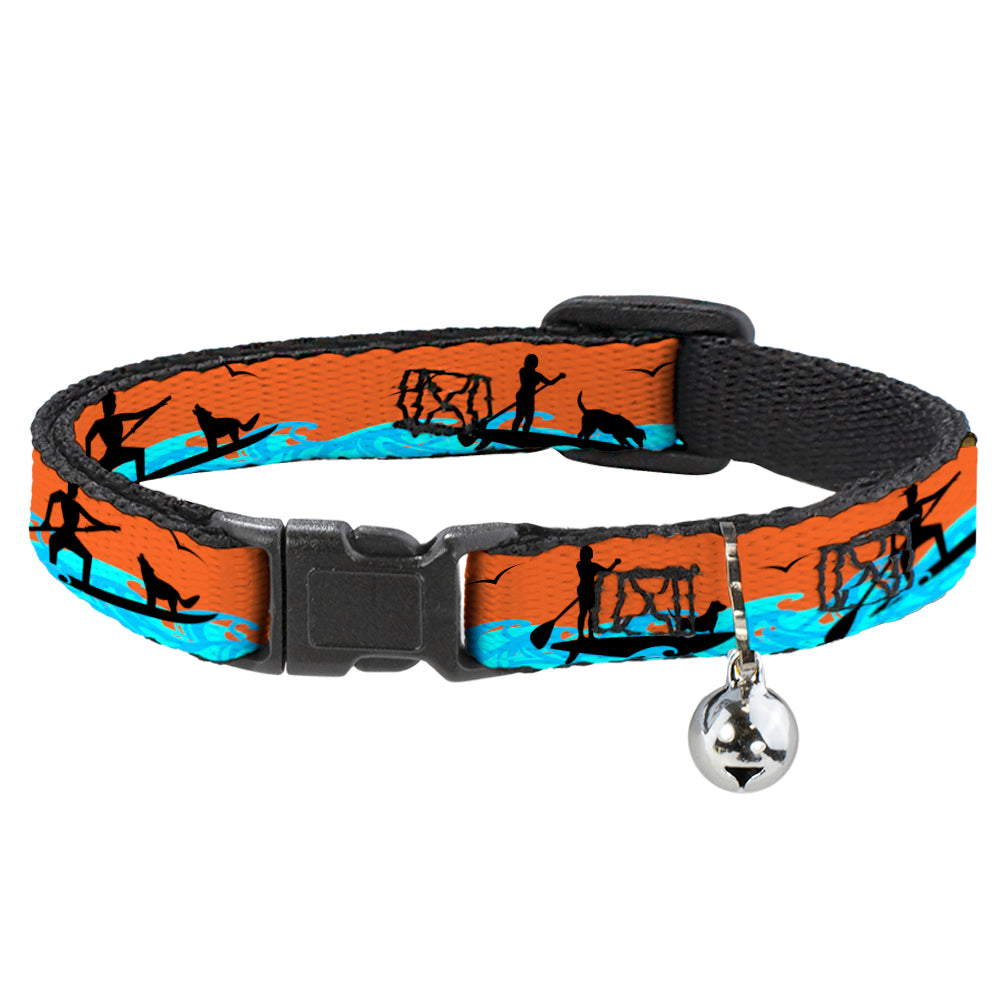 Cat Collar Breakaway - SUP w Dog Neon Orange Blues Black Breakaway Cat Collars Buckle-Down   