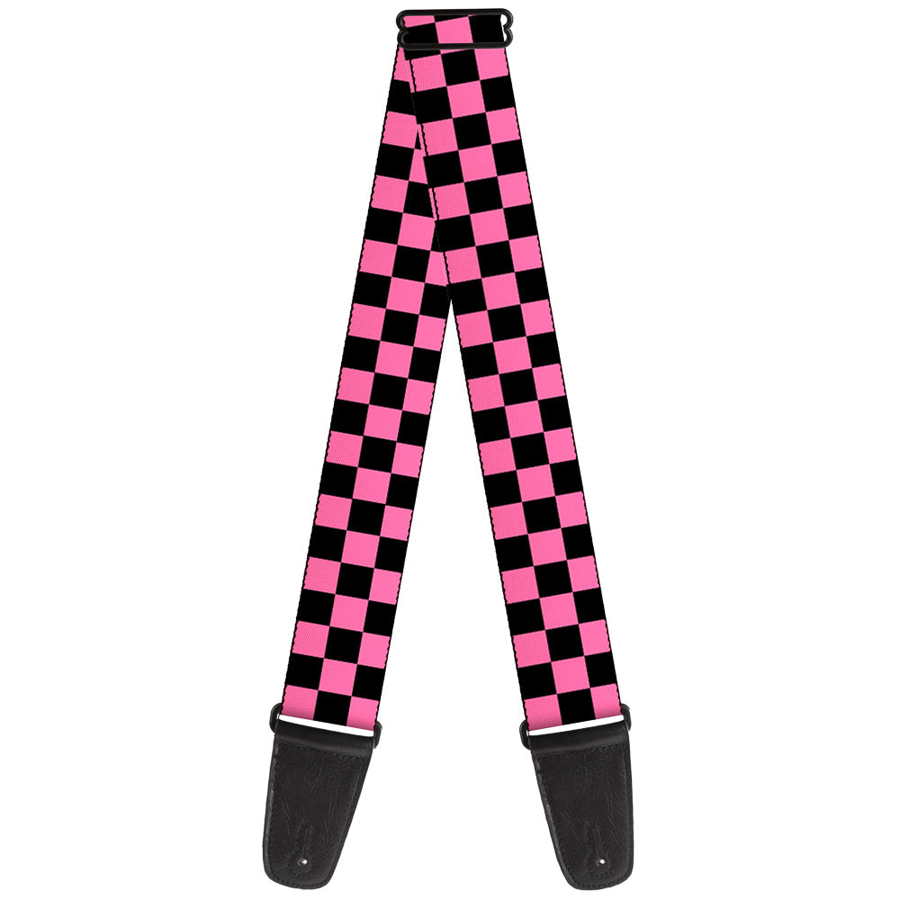 Guitar Strap - Checker Black Pink Guitar Straps Buckle-Down   