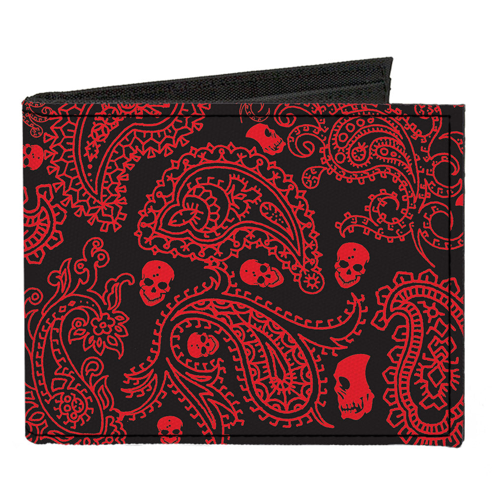 Canvas Bi-Fold Wallet - Bandana Skulls Black Red Canvas Bi-Fold Wallets Buckle-Down   