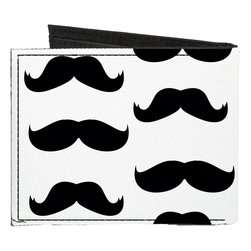 Canvas Bi-Fold Wallet - Mustaches White Black Canvas Bi-Fold Wallets Buckle-Down   